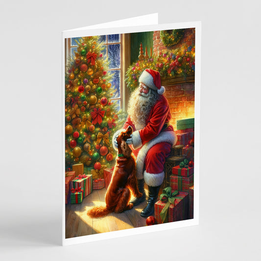 Buy this Irish Setter and Santa Claus Greeting Cards Pack of 8