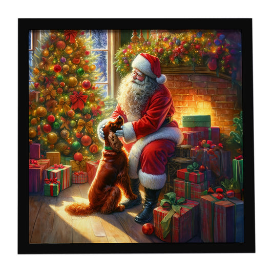 Buy this Irish Setter and Santa Claus Framed Metal Print