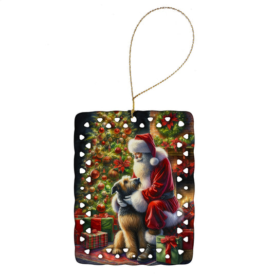 Buy this Irish Wolfhound and Santa Claus Porcelain Ornament