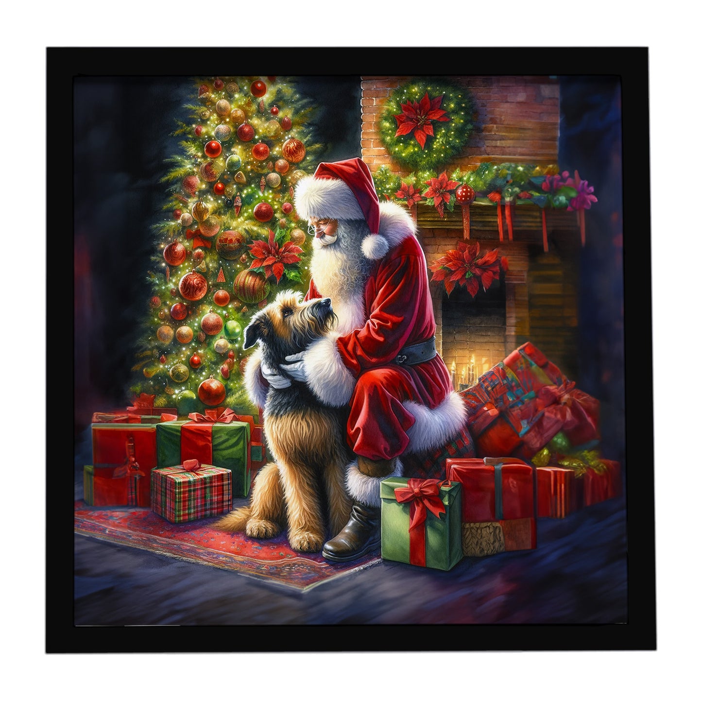 Buy this Irish Wolfhound and Santa Claus Framed Metal Print