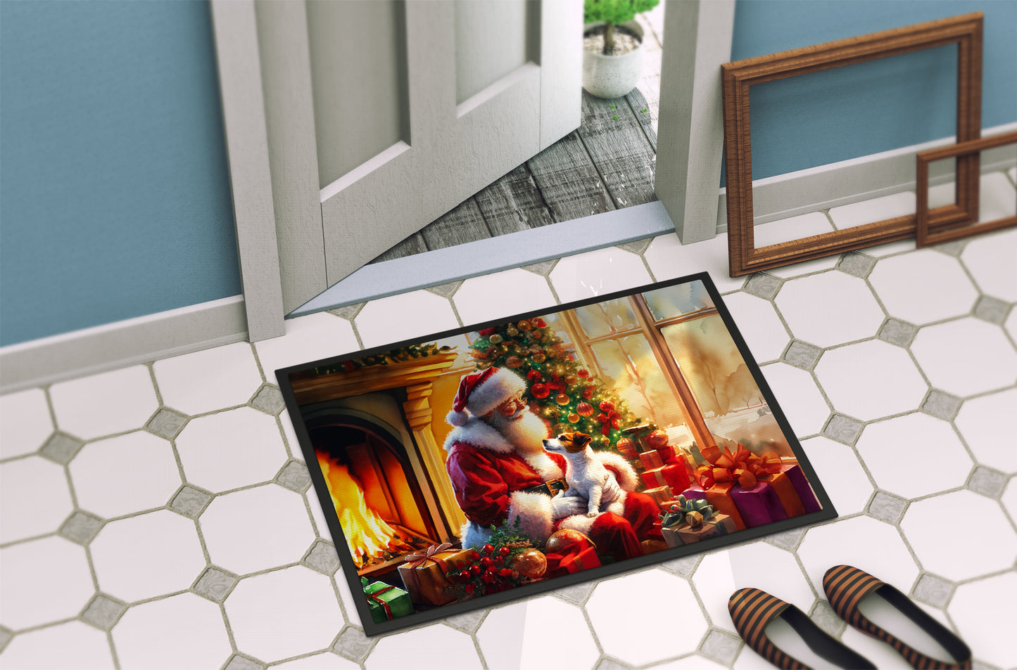 Jack Russell Terrier and Santa Claus Doormat