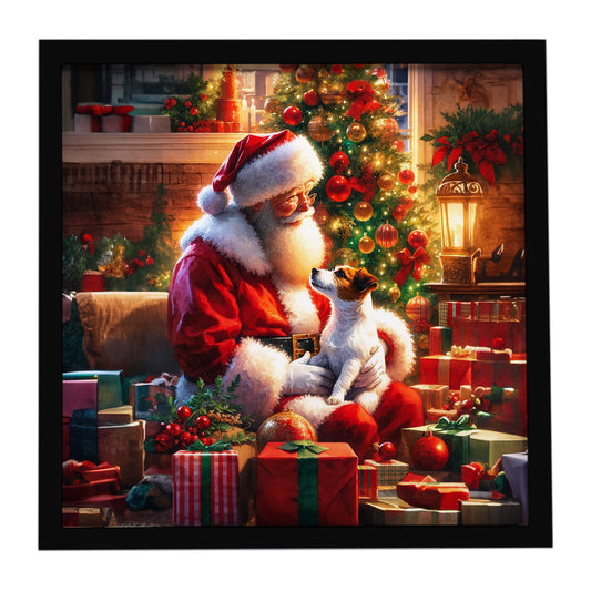 Buy this Jack Russell Terrier and Santa Claus Framed Metal Print