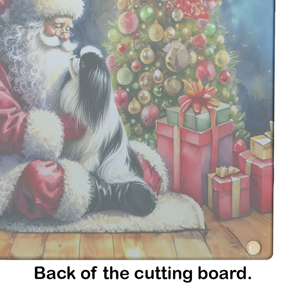 Japanese Chin and Santa Claus Glass Cutting Board