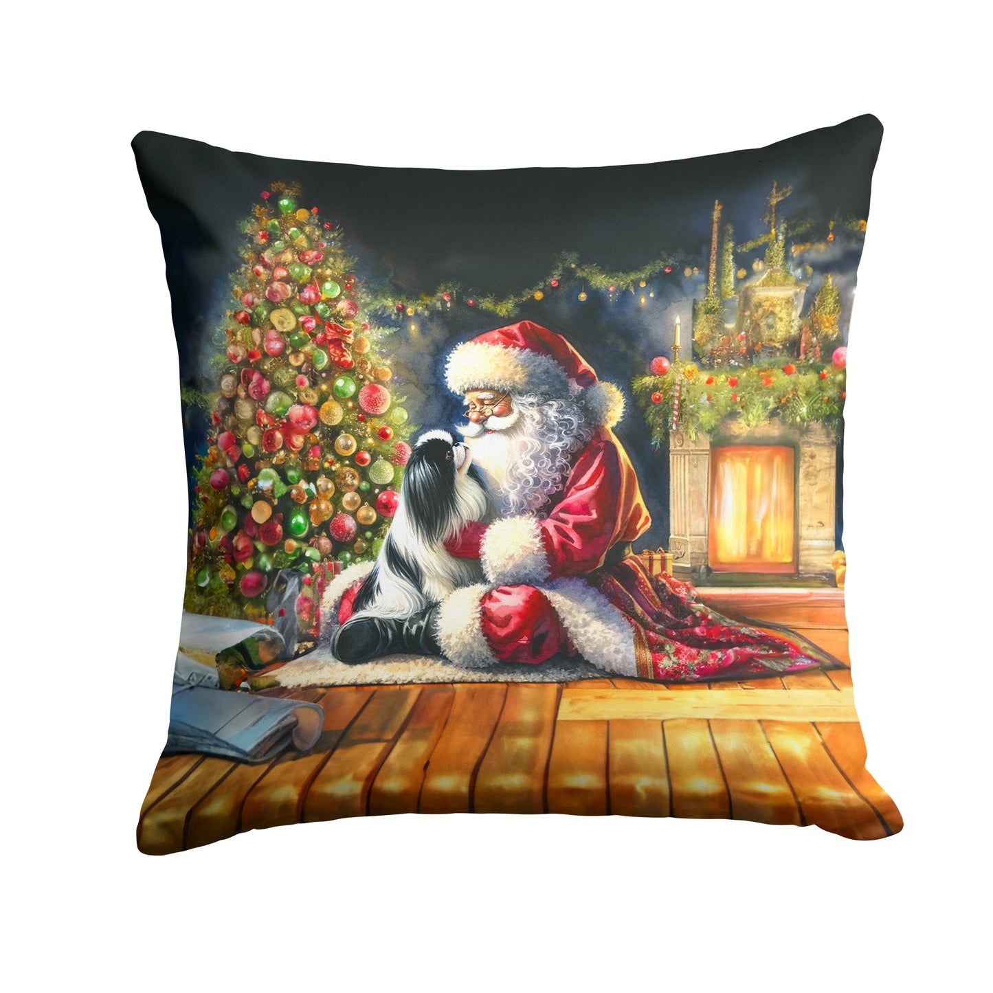 Buy this Japanese Chin and Santa Claus Throw Pillow