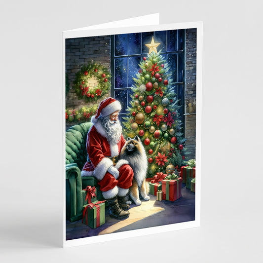 Buy this Keeshond and Santa Claus Greeting Cards Pack of 8