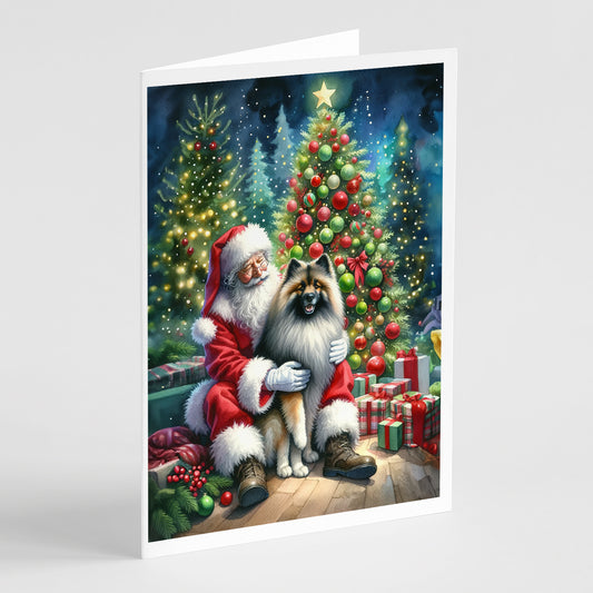 Buy this Keeshond and Santa Claus Greeting Cards Pack of 8