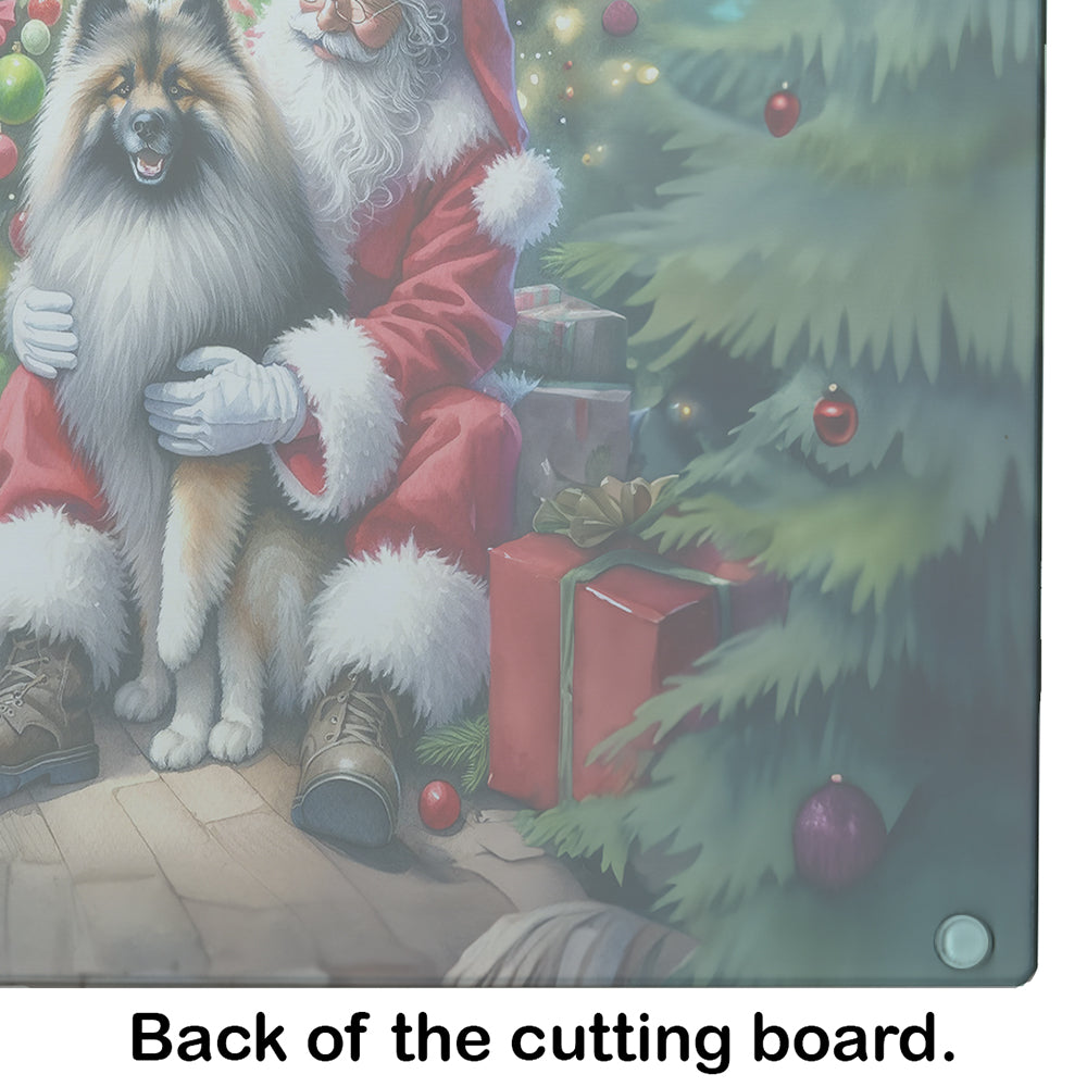 Keeshond and Santa Claus Glass Cutting Board