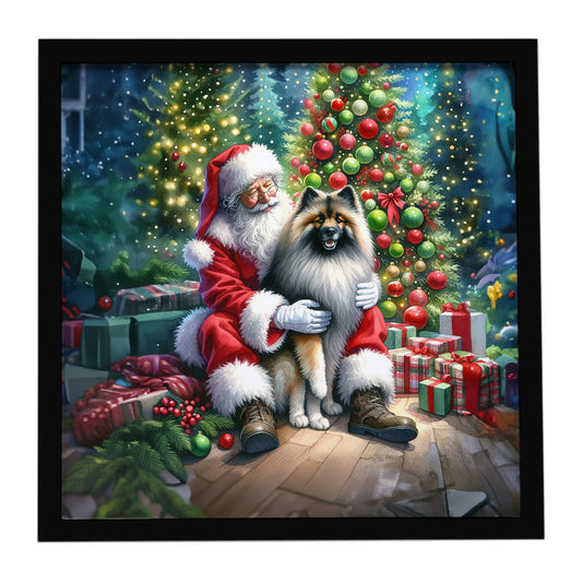 Buy this Keeshond and Santa Claus Framed Metal Print