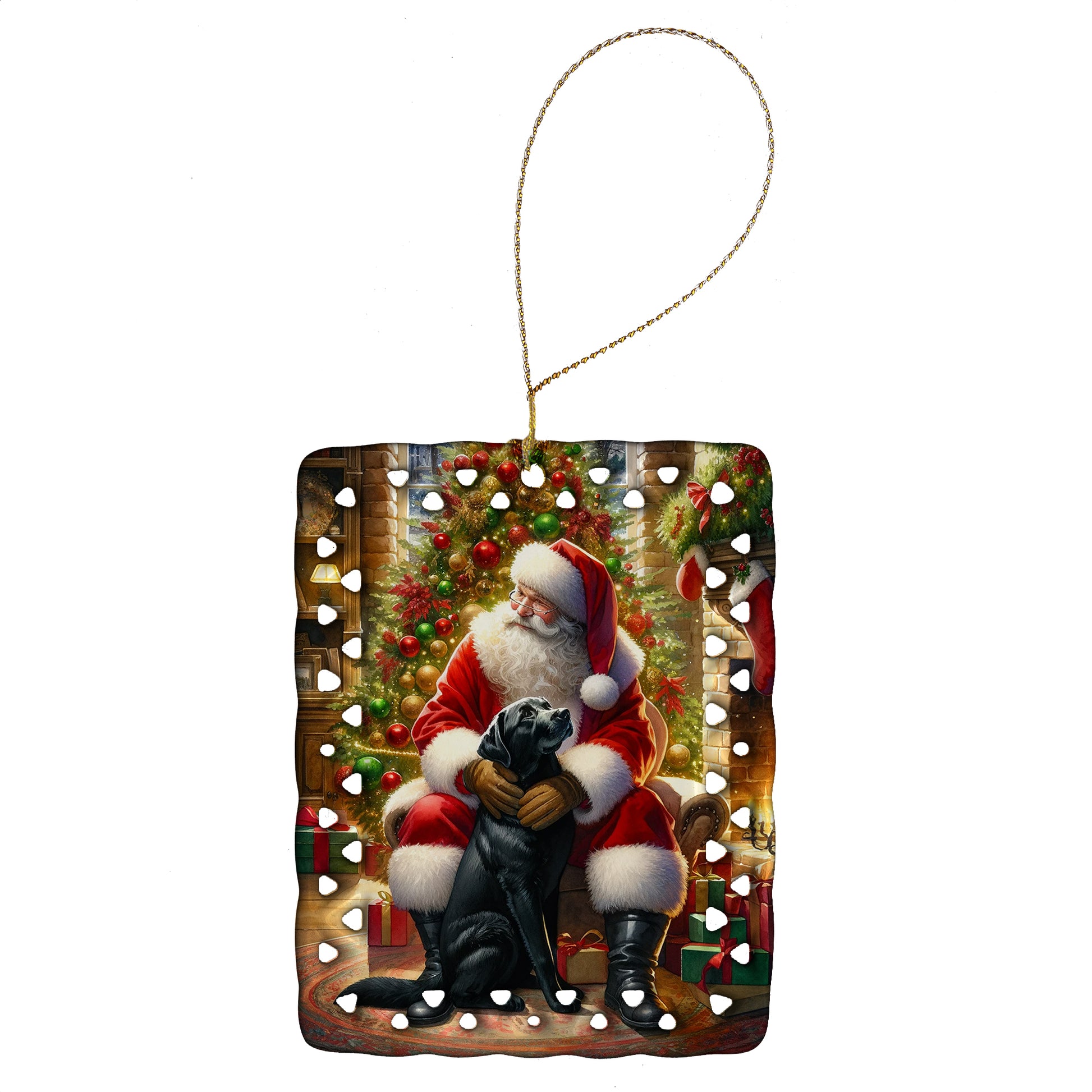 Buy this Labrador Retriever and Santa Claus Porcelain Ornament