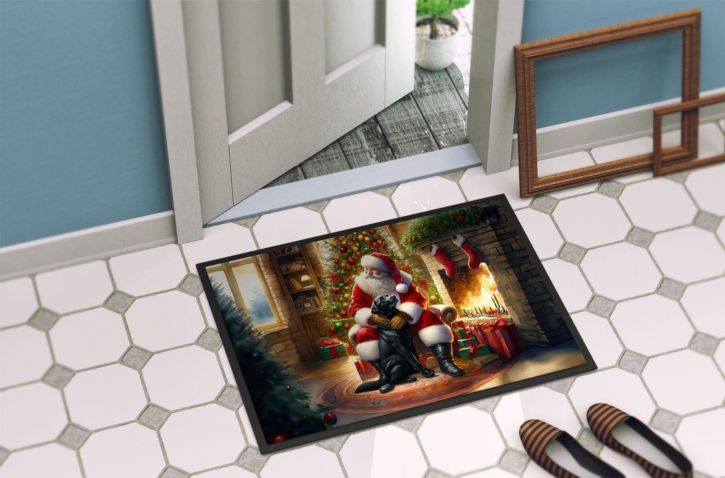 Labrador Retriever and Santa Claus Doormat