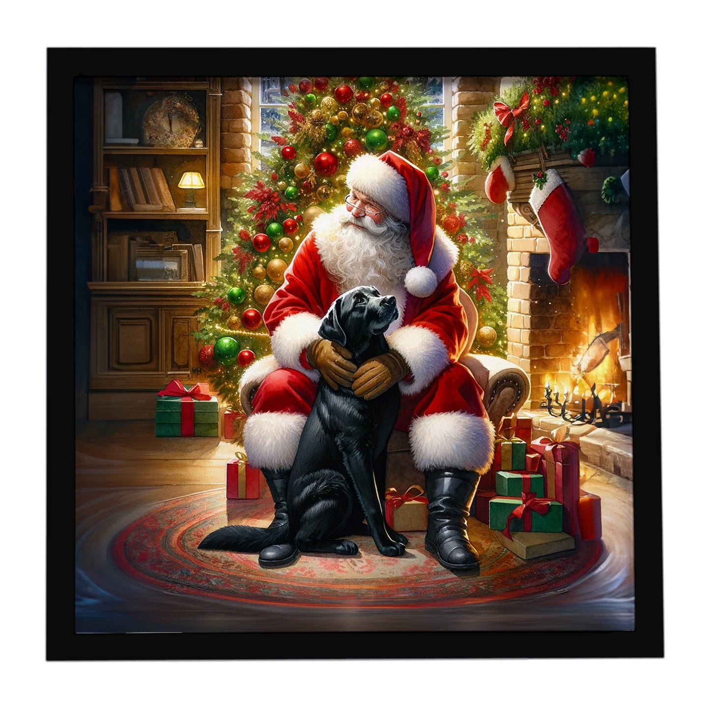 Buy this Labrador Retriever and Santa Claus Framed Metal Print