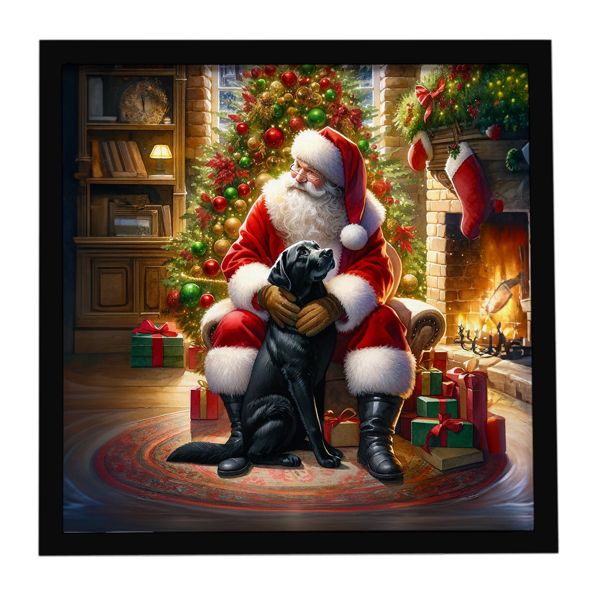 Buy this Labrador Retriever and Santa Claus Framed Metal Print
