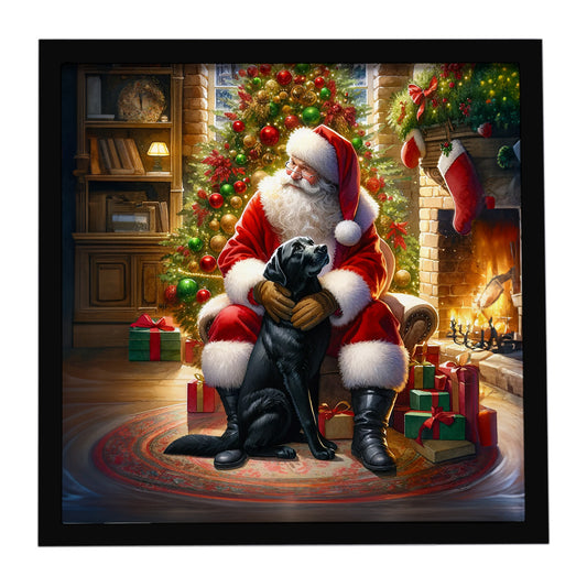 Buy this Labrador Retriever and Santa Claus Framed Metal Print