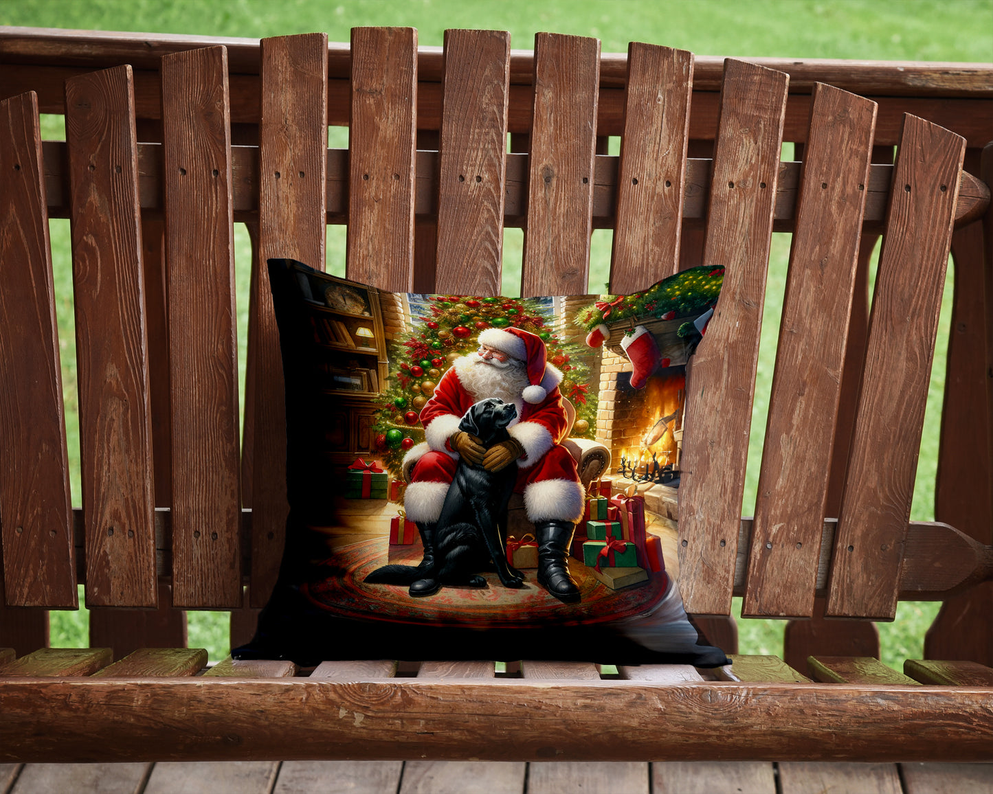 Labrador Retriever and Santa Claus Throw Pillow