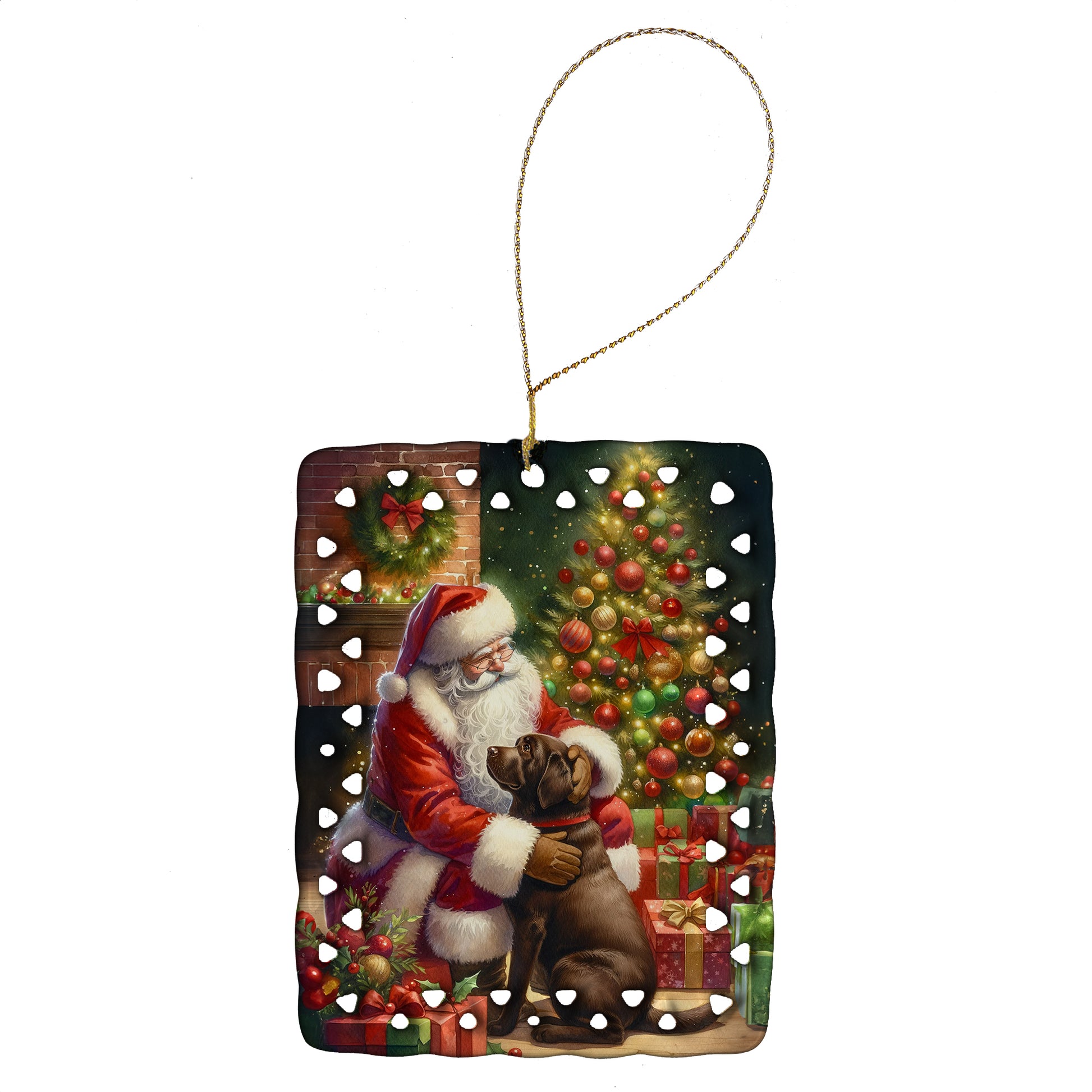 Buy this Labrador Retriever and Santa Claus Porcelain Ornament