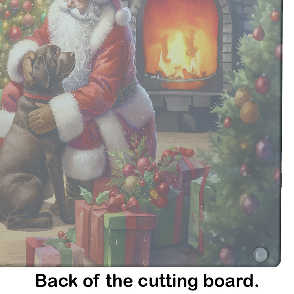 Labrador Retriever and Santa Claus Glass Cutting Board