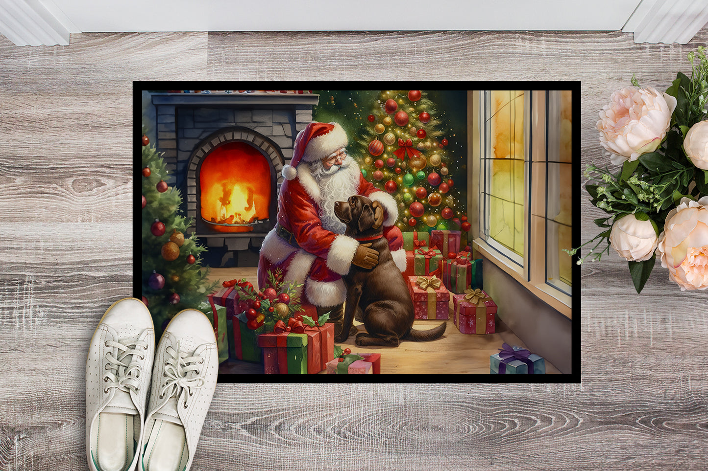 Labrador Retriever and Santa Claus Doormat