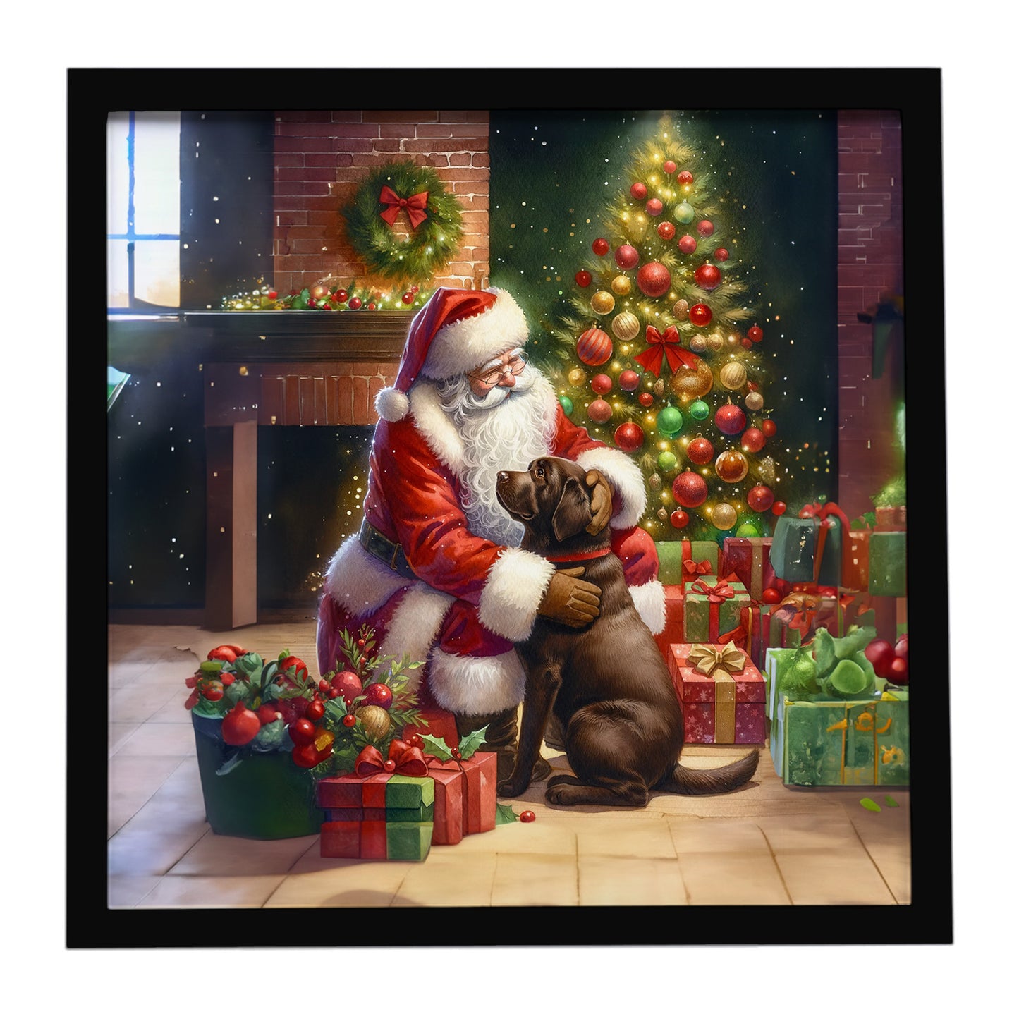 Buy this Labrador Retriever and Santa Claus Framed Metal Print