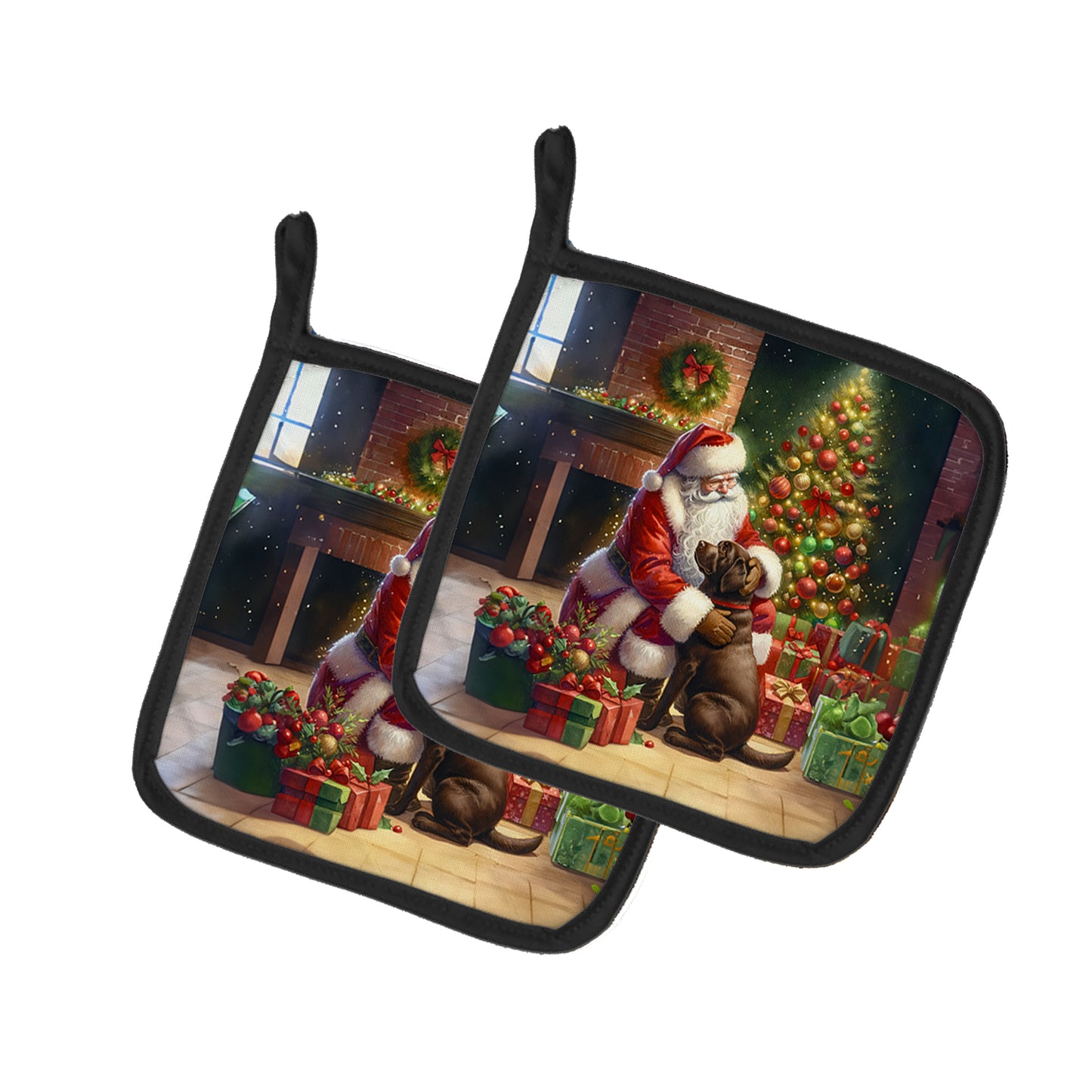 Buy this Labrador Retriever and Santa Claus Pair of Pot Holders