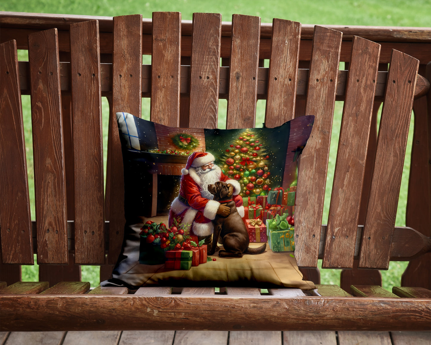 Labrador Retriever and Santa Claus Throw Pillow