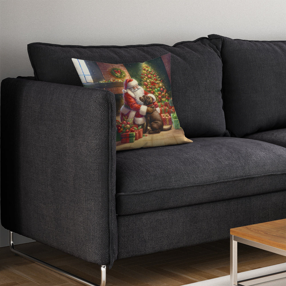 Labrador Retriever and Santa Claus Throw Pillow