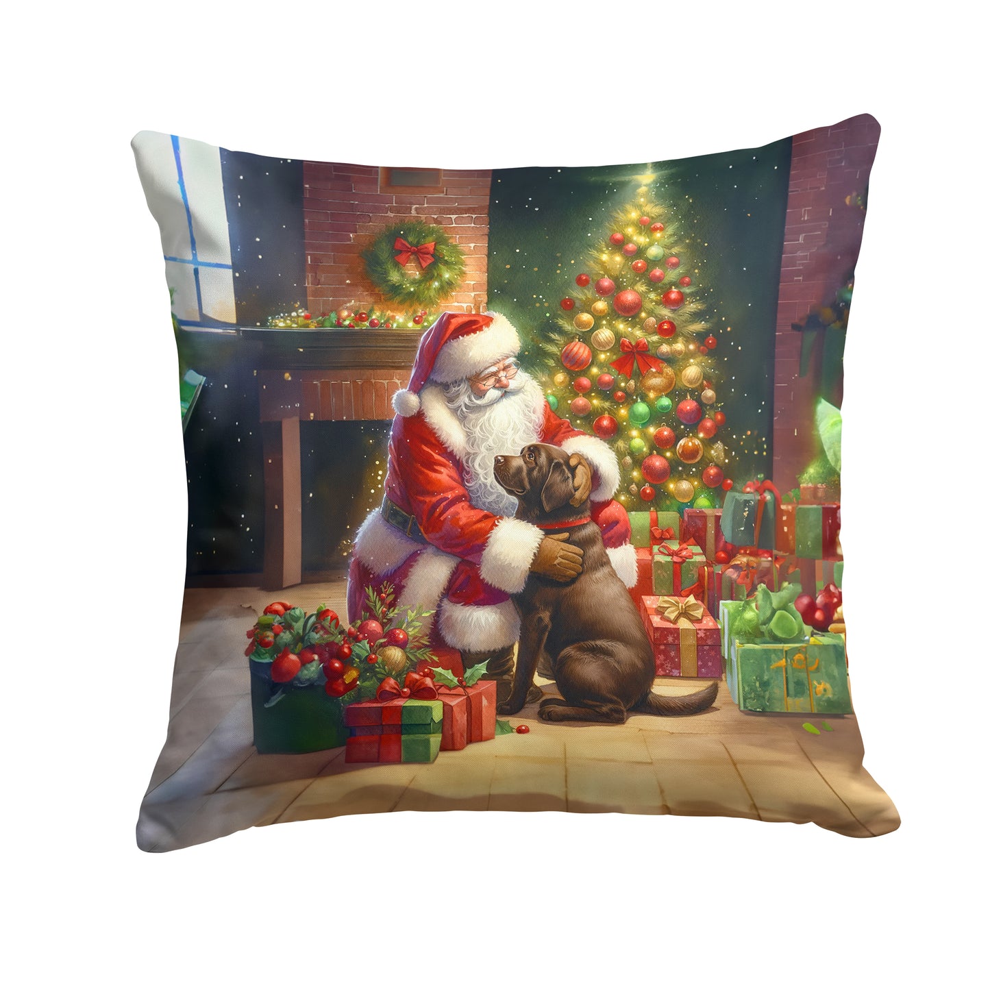 Buy this Labrador Retriever and Santa Claus Throw Pillow