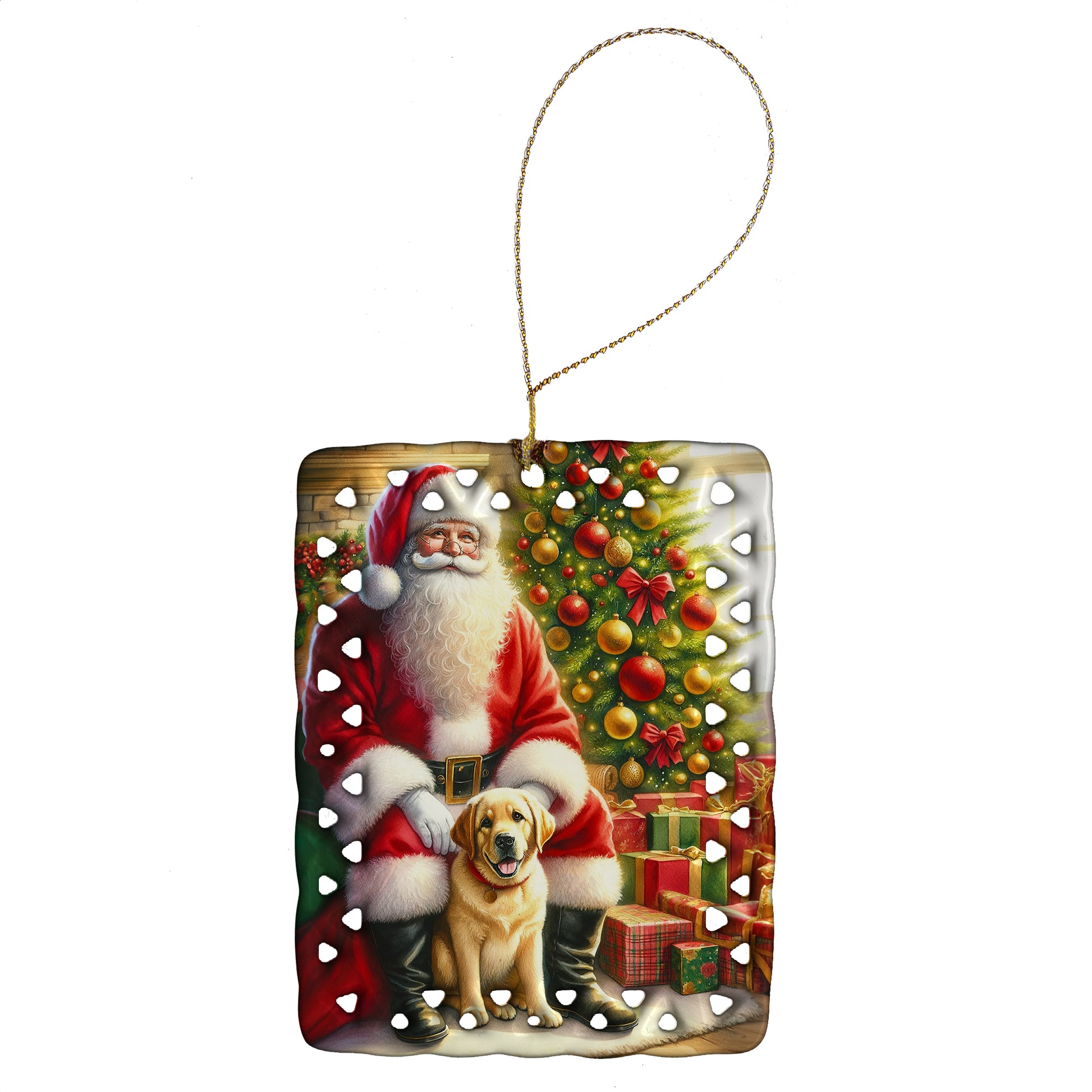 Buy this Labrador Retriever and Santa Claus Porcelain Ornament