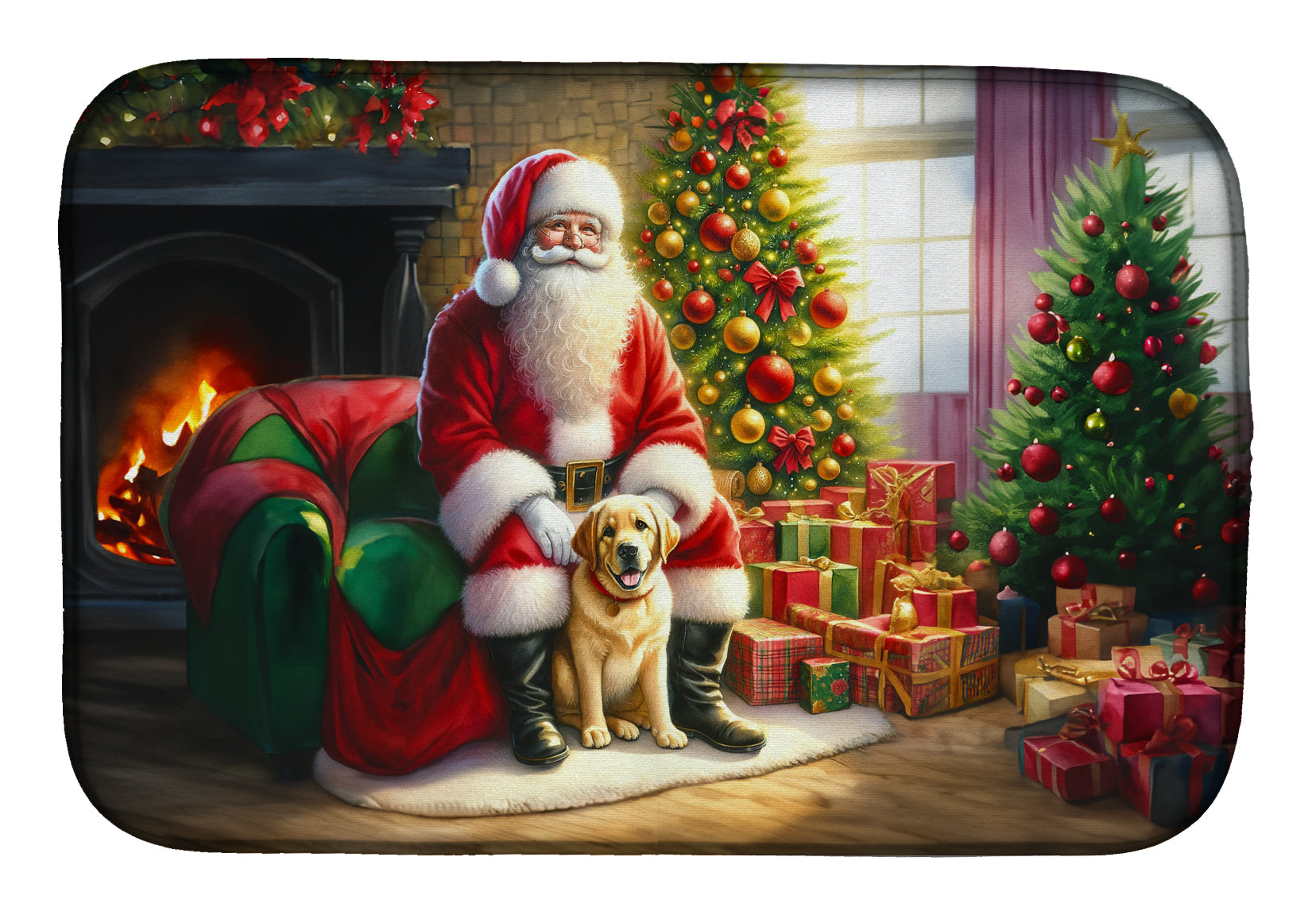 Buy this Labrador Retriever and Santa Claus Dish Drying Mat