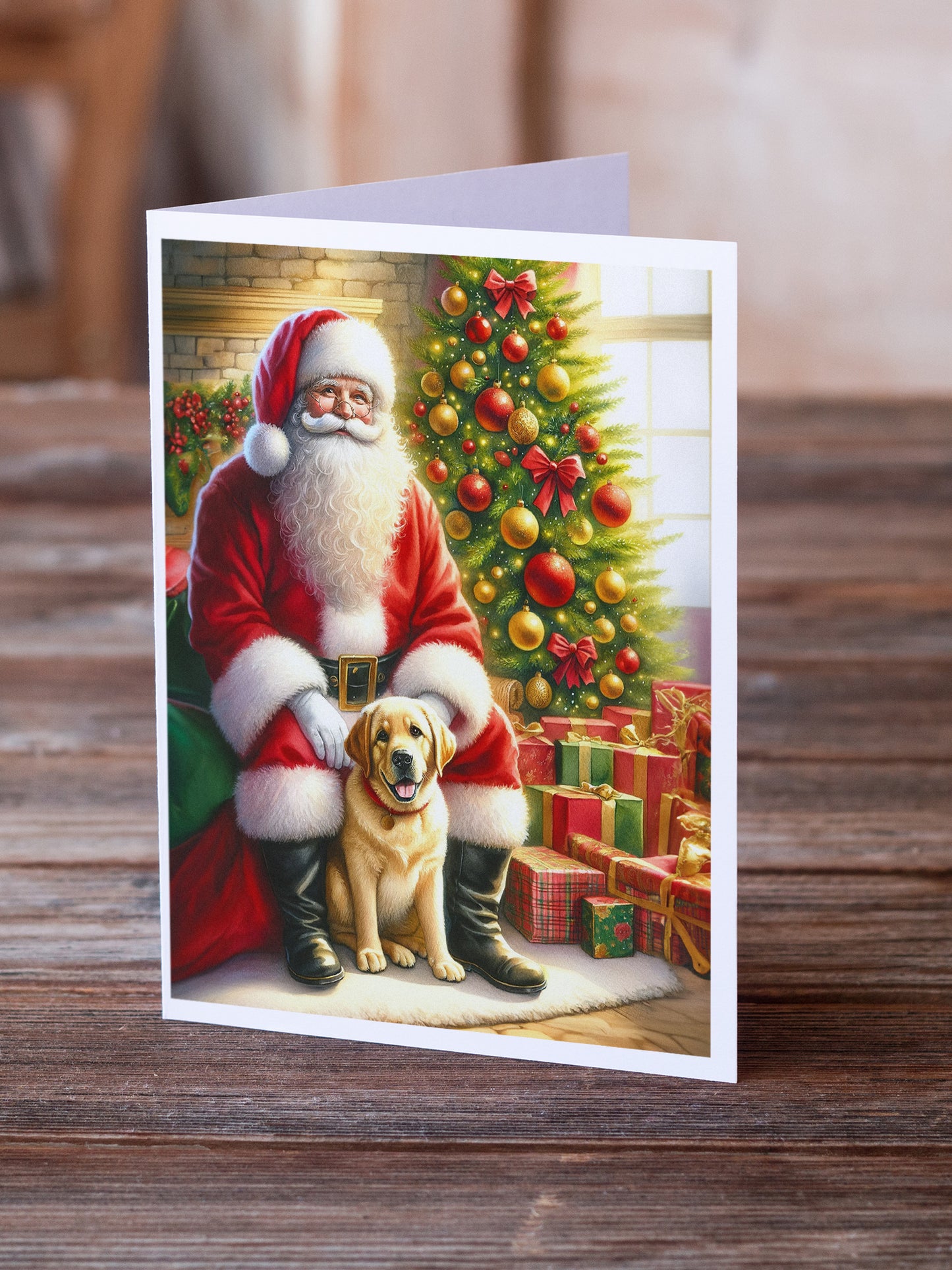 Labrador Retriever and Santa Claus Greeting Cards Pack of 8