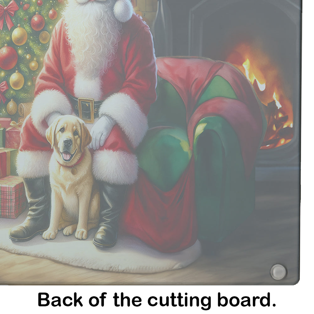 Labrador Retriever and Santa Claus Glass Cutting Board