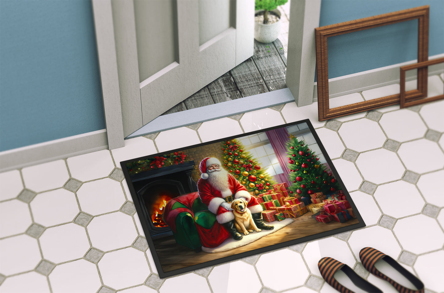 Labrador Retriever and Santa Claus Doormat