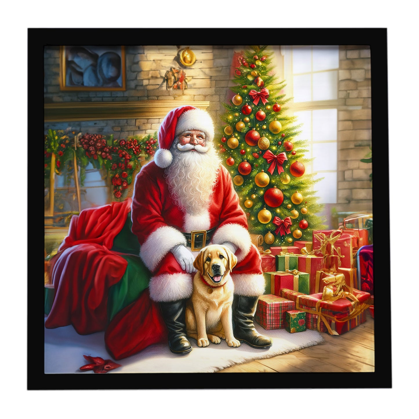 Buy this Labrador Retriever and Santa Claus Framed Metal Print