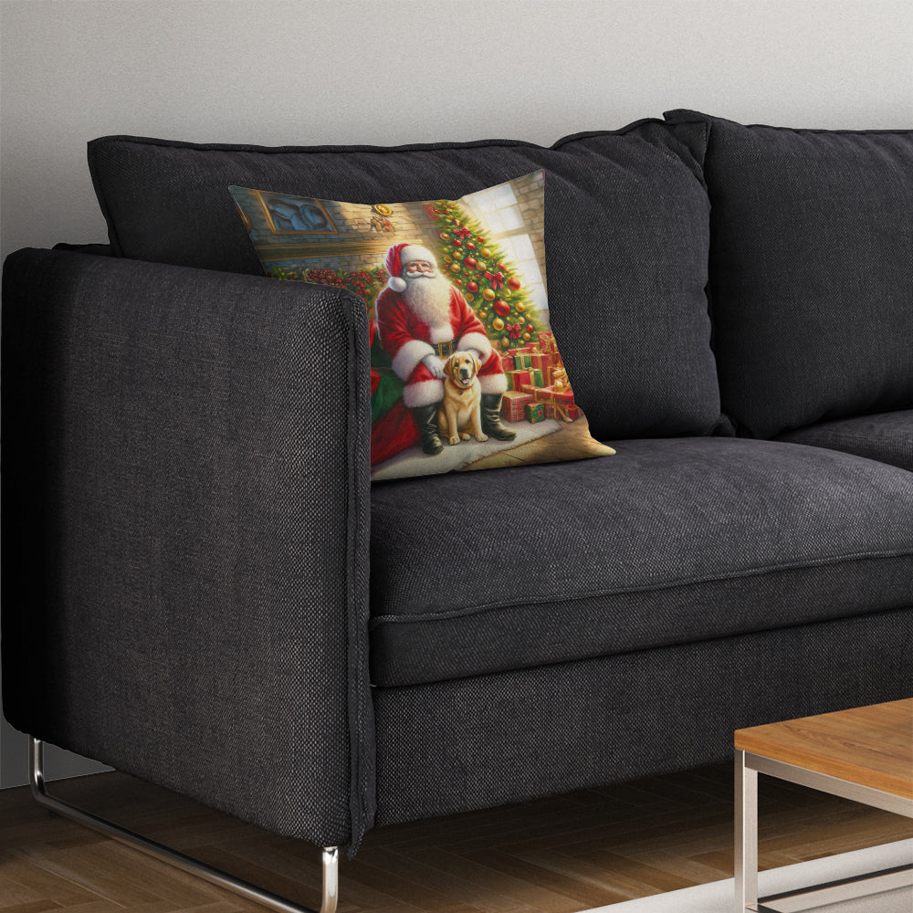 Labrador Retriever and Santa Claus Throw Pillow