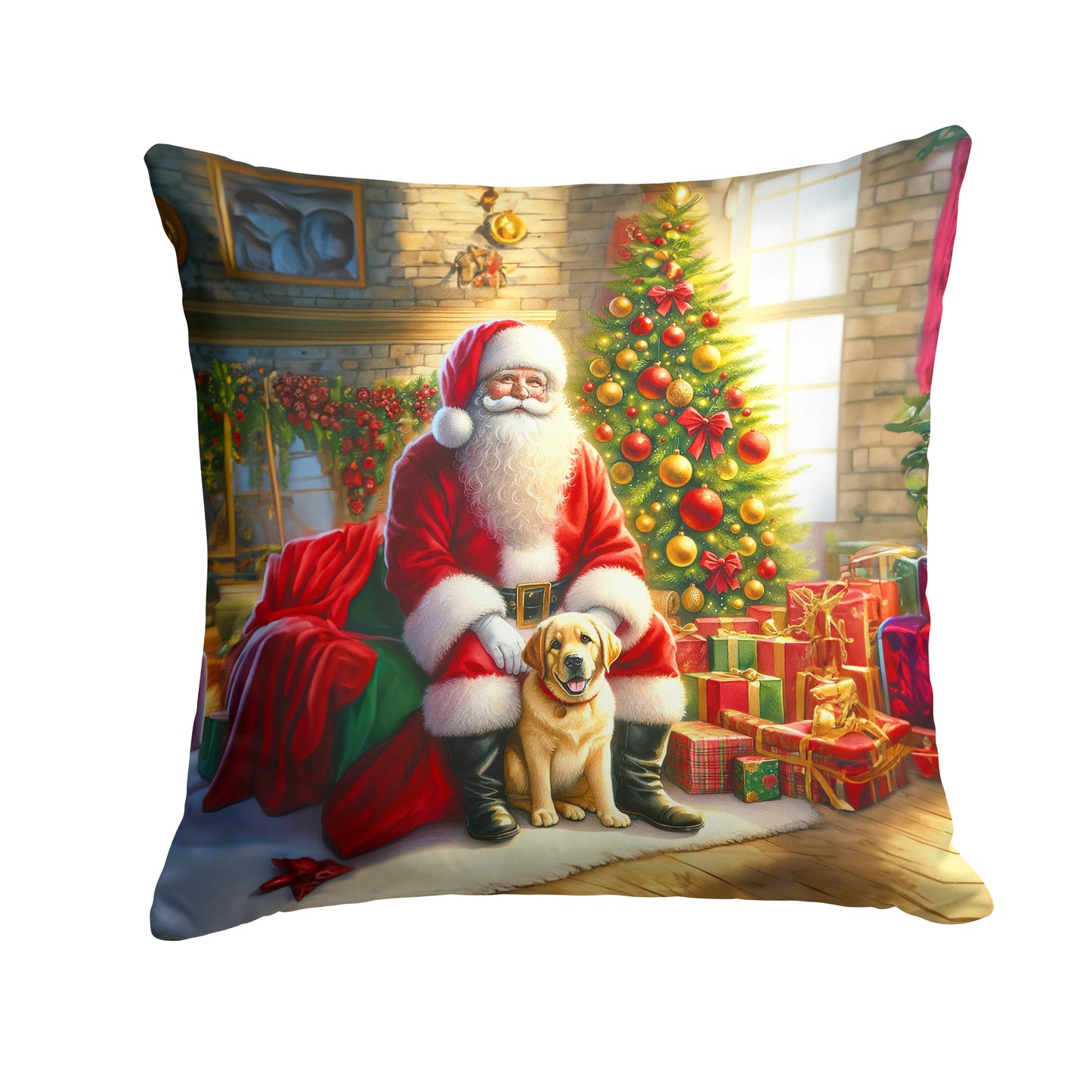 Buy this Labrador Retriever and Santa Claus Throw Pillow