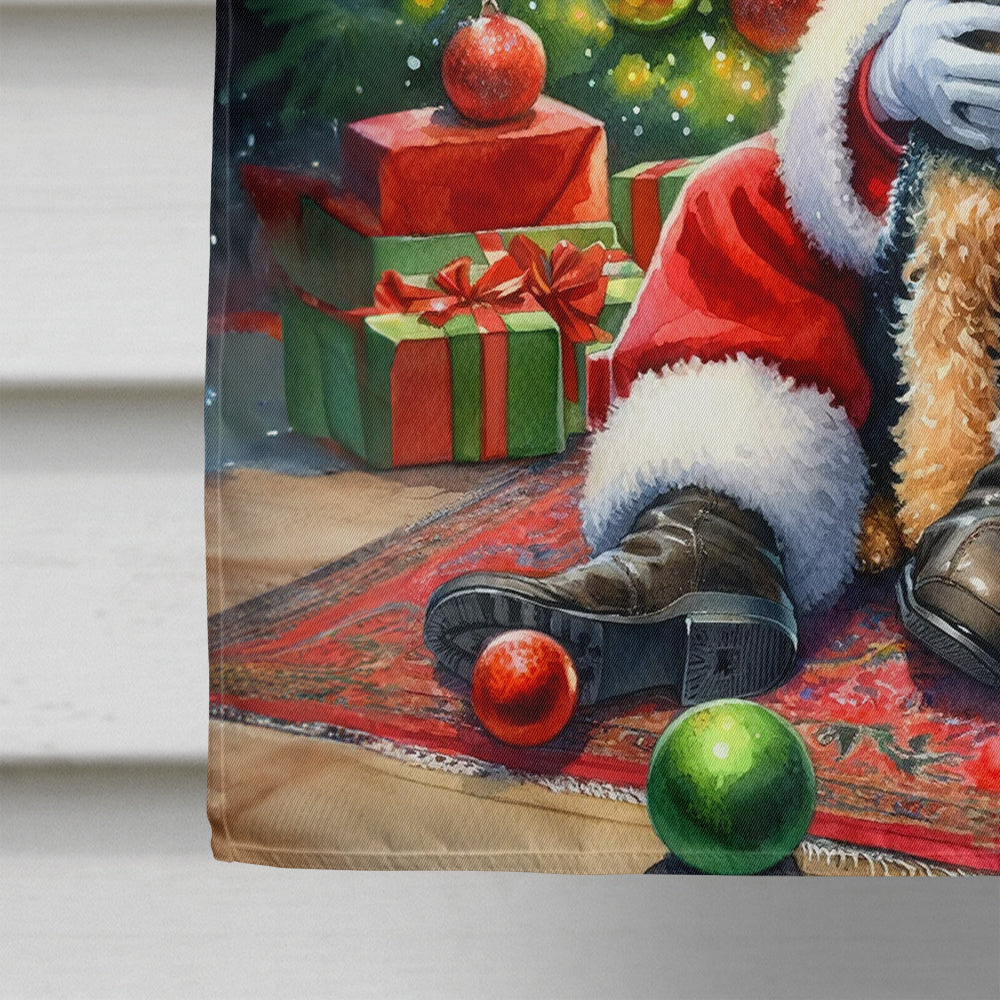 Lakeland Terrier and Santa Claus House Flag