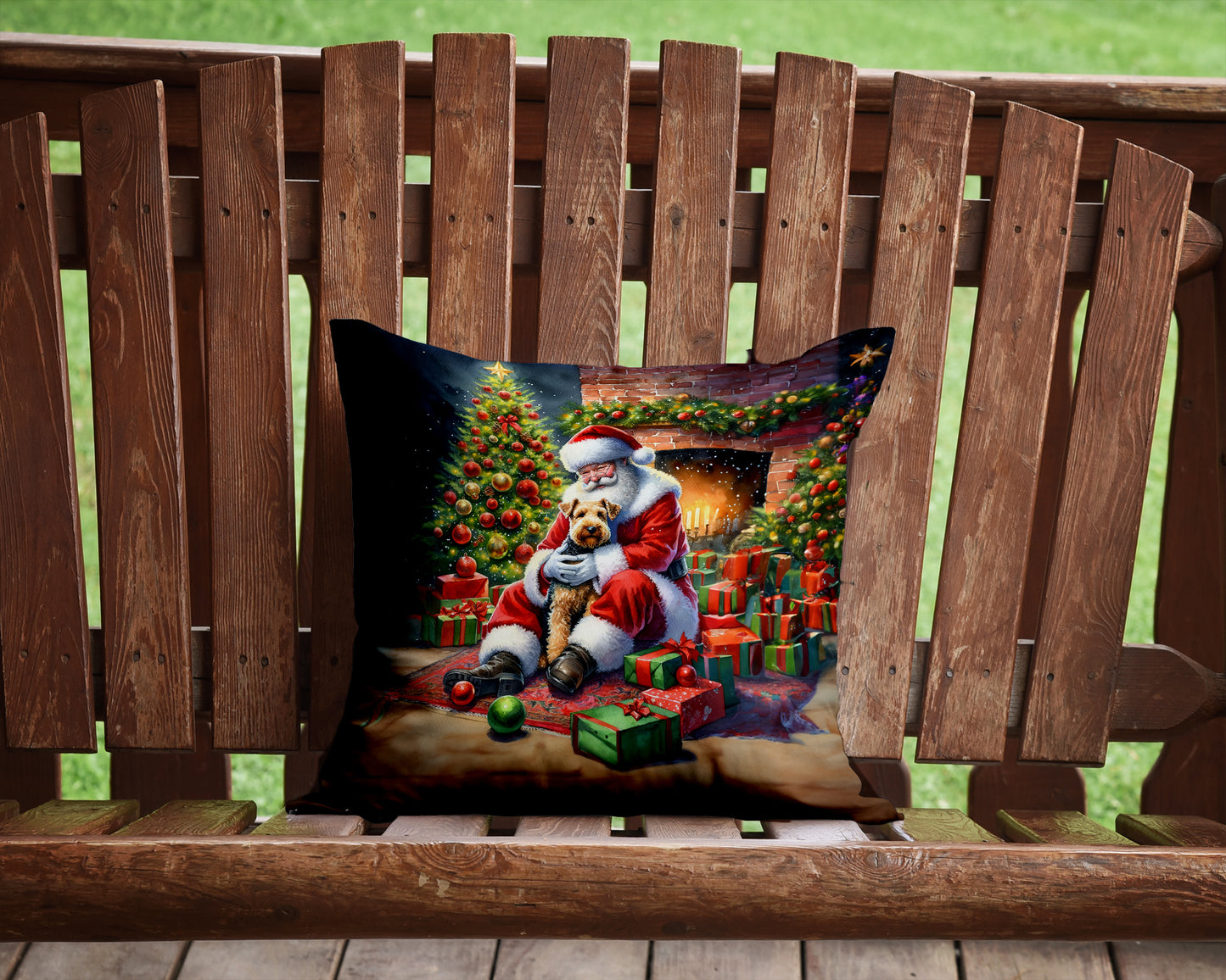 Lakeland Terrier and Santa Claus Throw Pillow