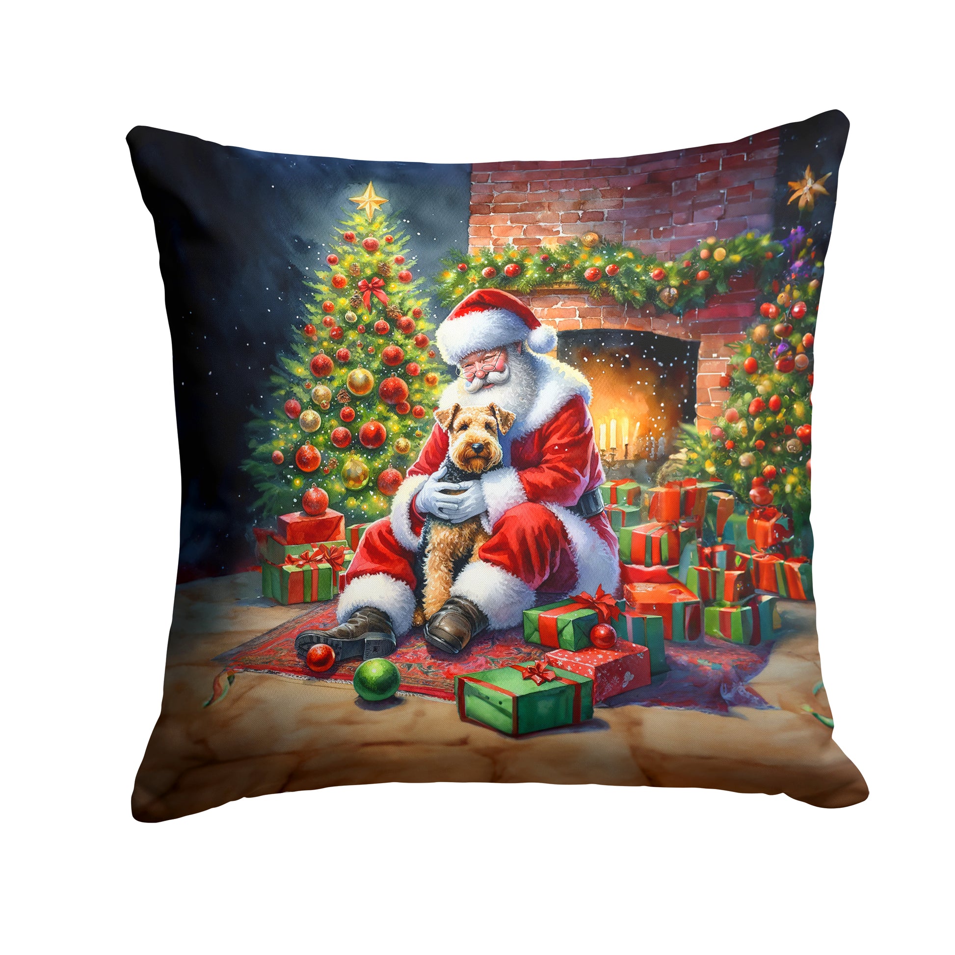 Buy this Lakeland Terrier and Santa Claus Throw Pillow