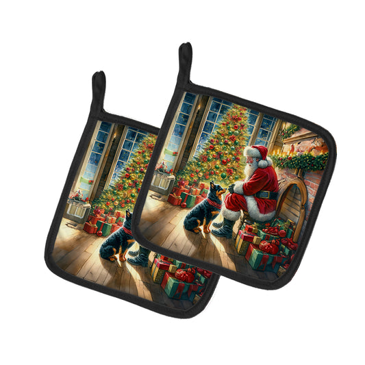 Buy this Lancashire Heeler and Santa Claus Pair of Pot Holders