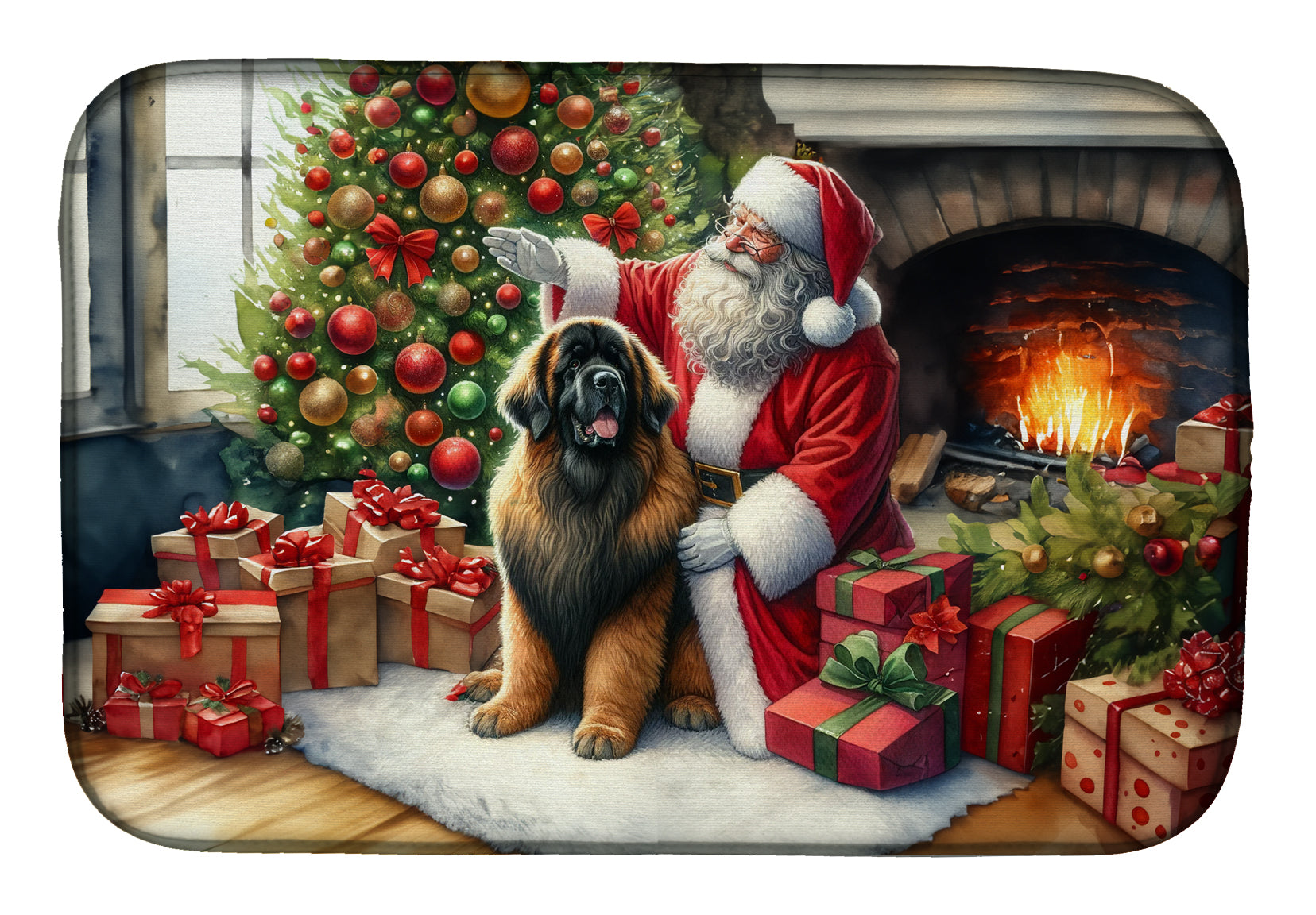 Buy this Leonberger and Santa Claus Dish Drying Mat