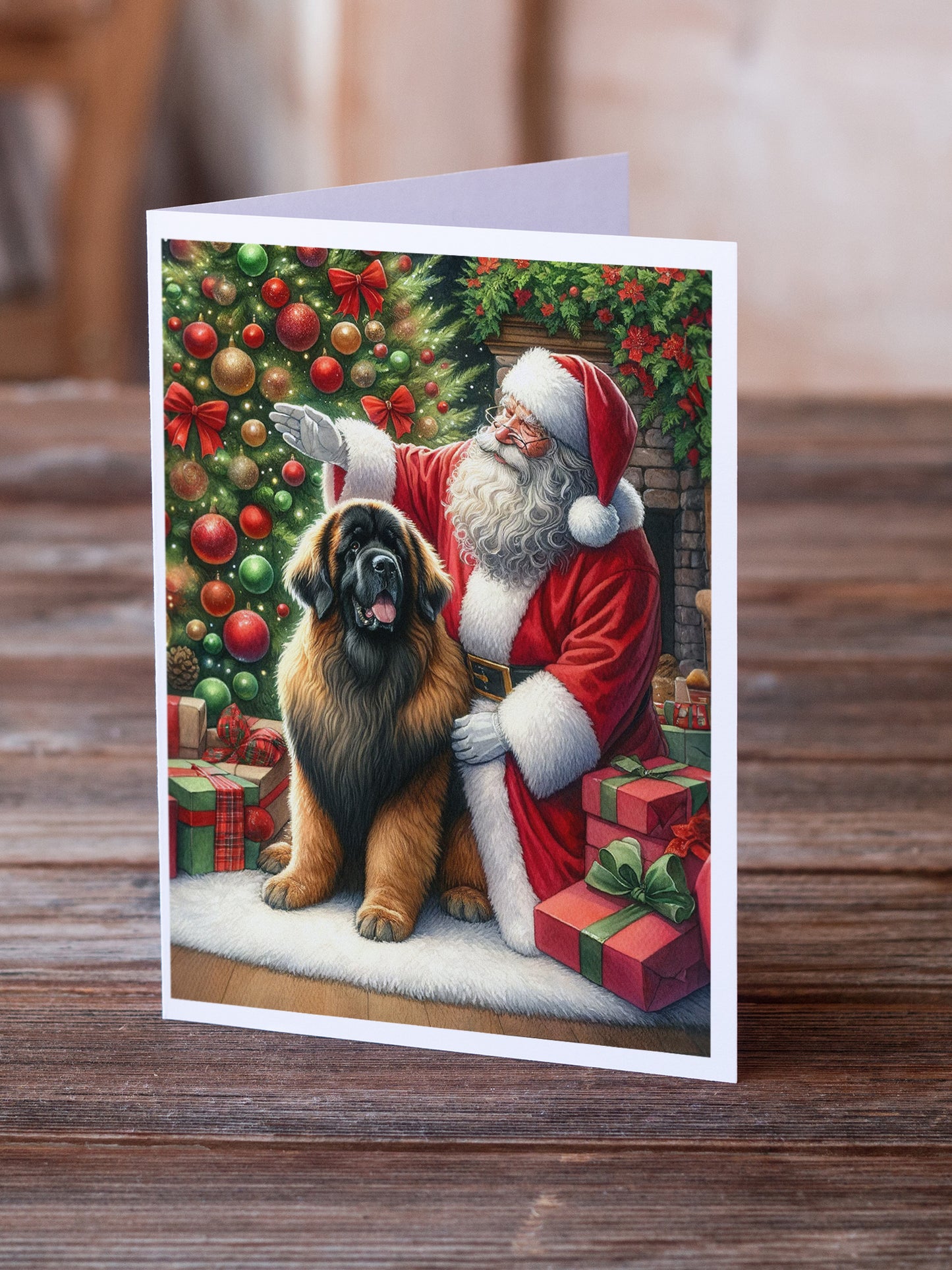 Leonberger and Santa Claus Greeting Cards Pack of 8