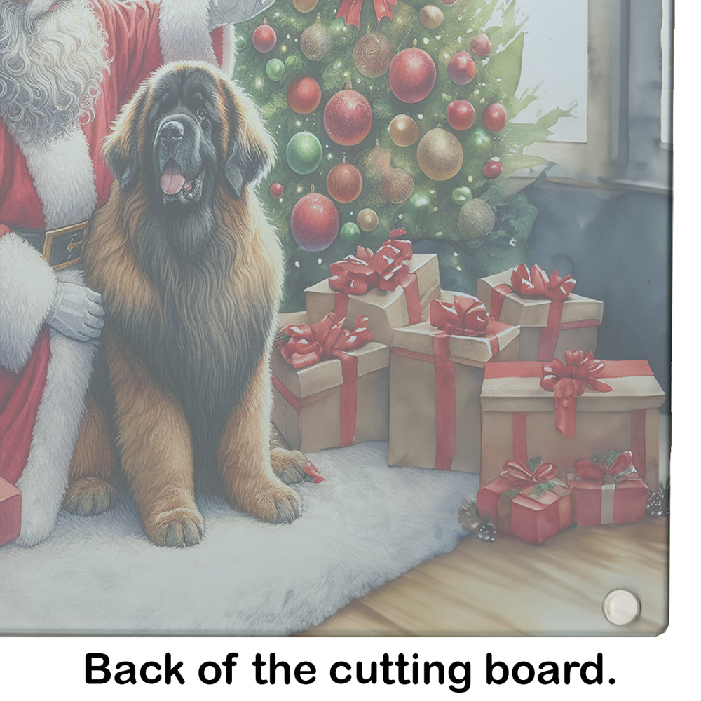 Leonberger and Santa Claus Glass Cutting Board