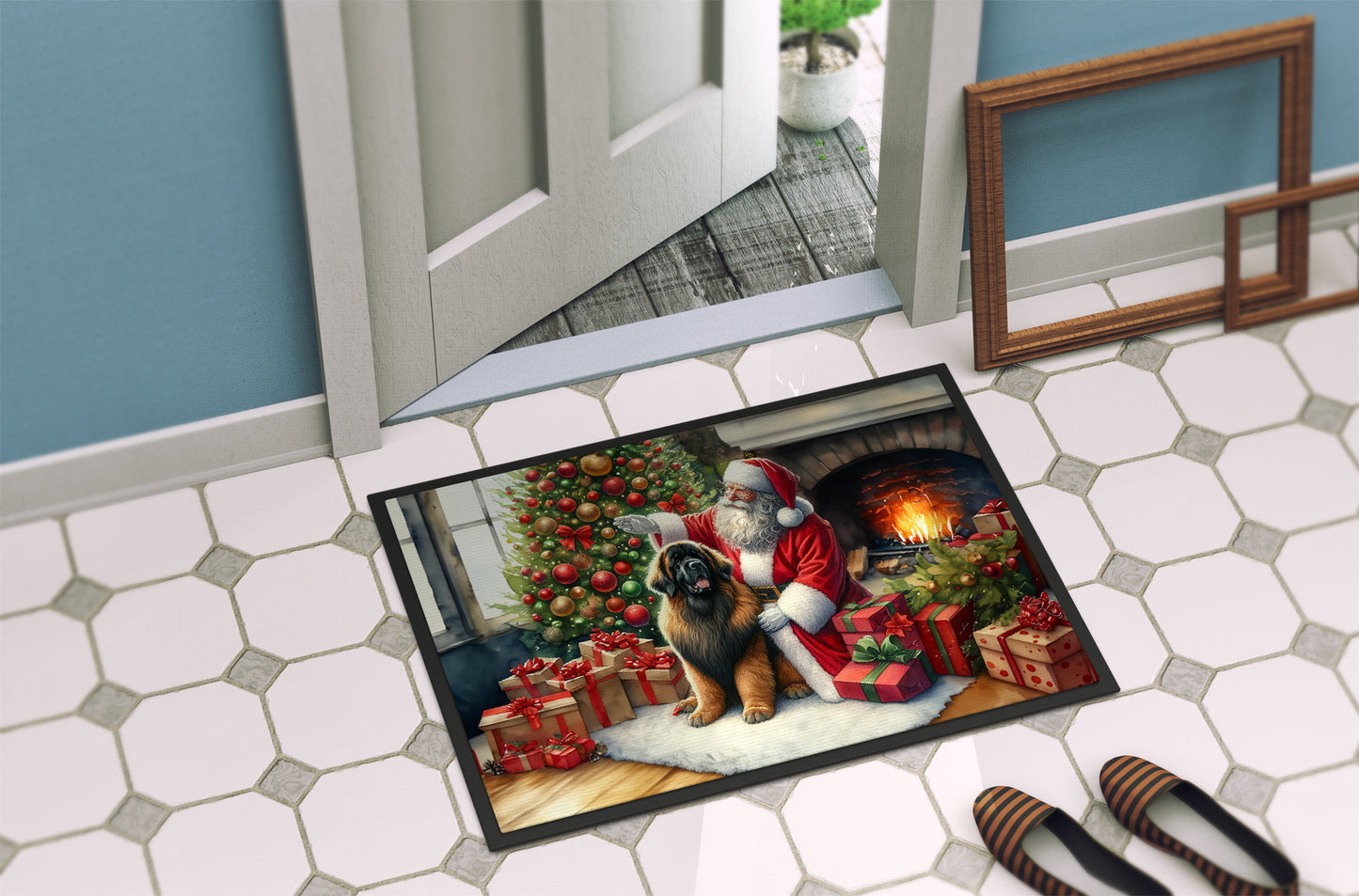 Leonberger and Santa Claus Doormat