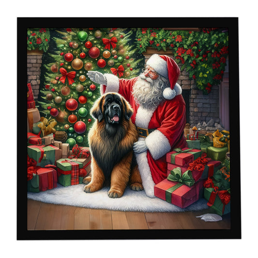 Buy this Leonberger and Santa Claus Framed Metal Print