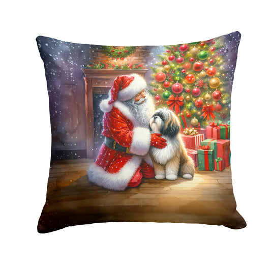 Buy this Lhasa Apso and Santa Claus Throw Pillow