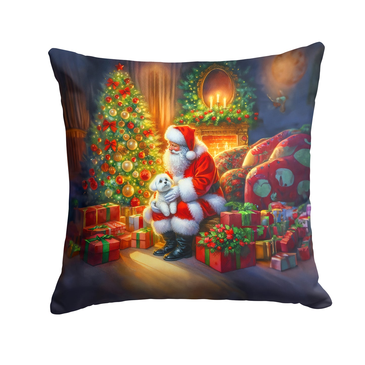 Buy this Maltese and Santa Claus Throw Pillow