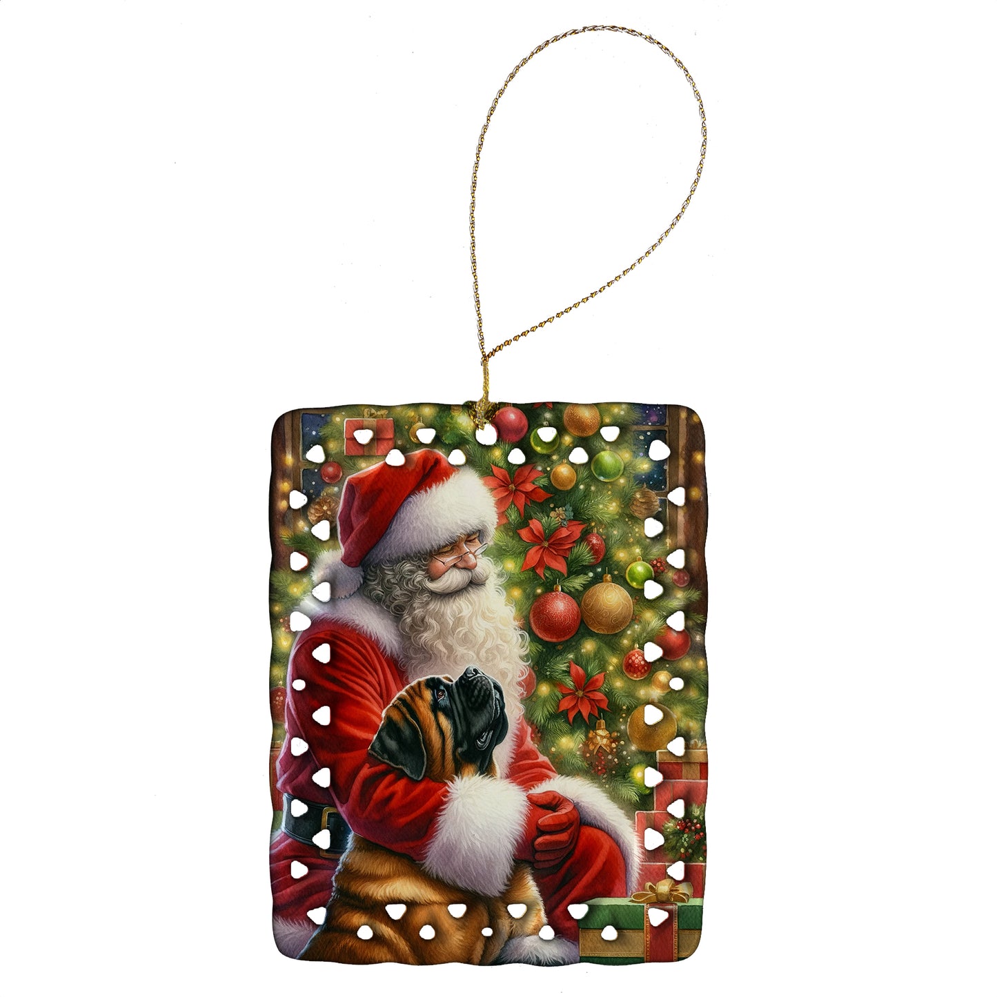 Buy this Mastiff and Santa Claus Porcelain Ornament