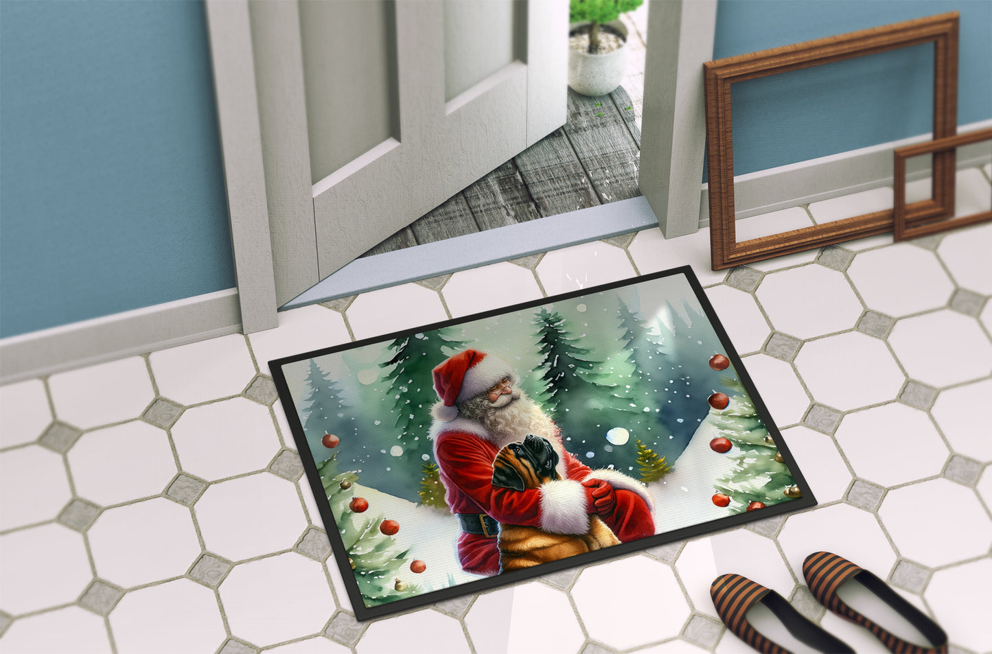 Mastiff and Santa Claus Doormat