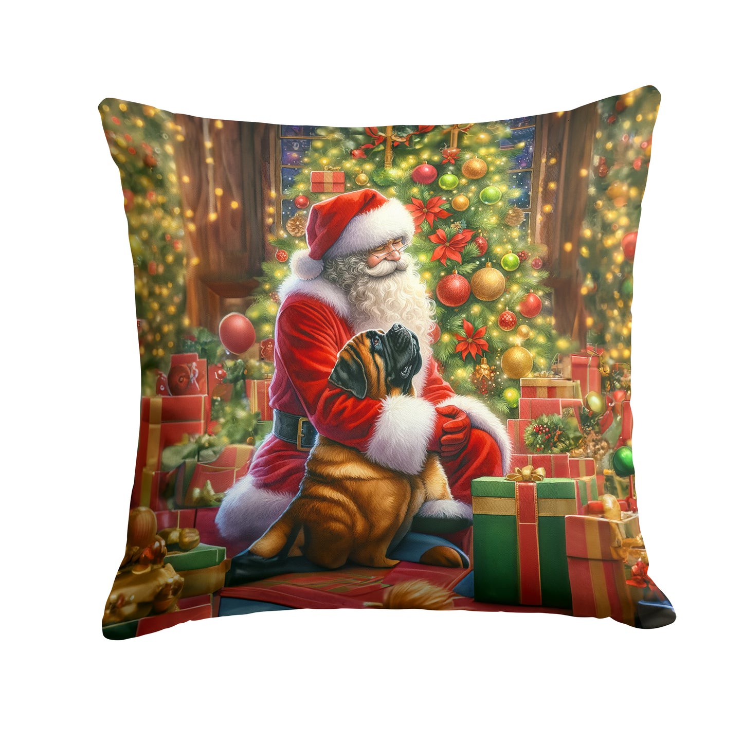 Buy this Mastiff and Santa Claus Throw Pillow