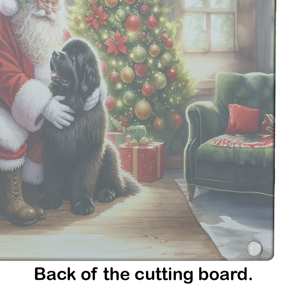 Newfoundland and Santa Claus Glass Cutting Board