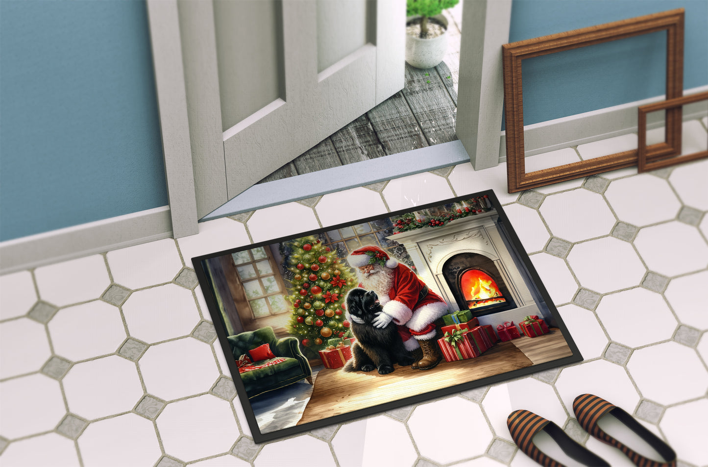 Newfoundland and Santa Claus Doormat